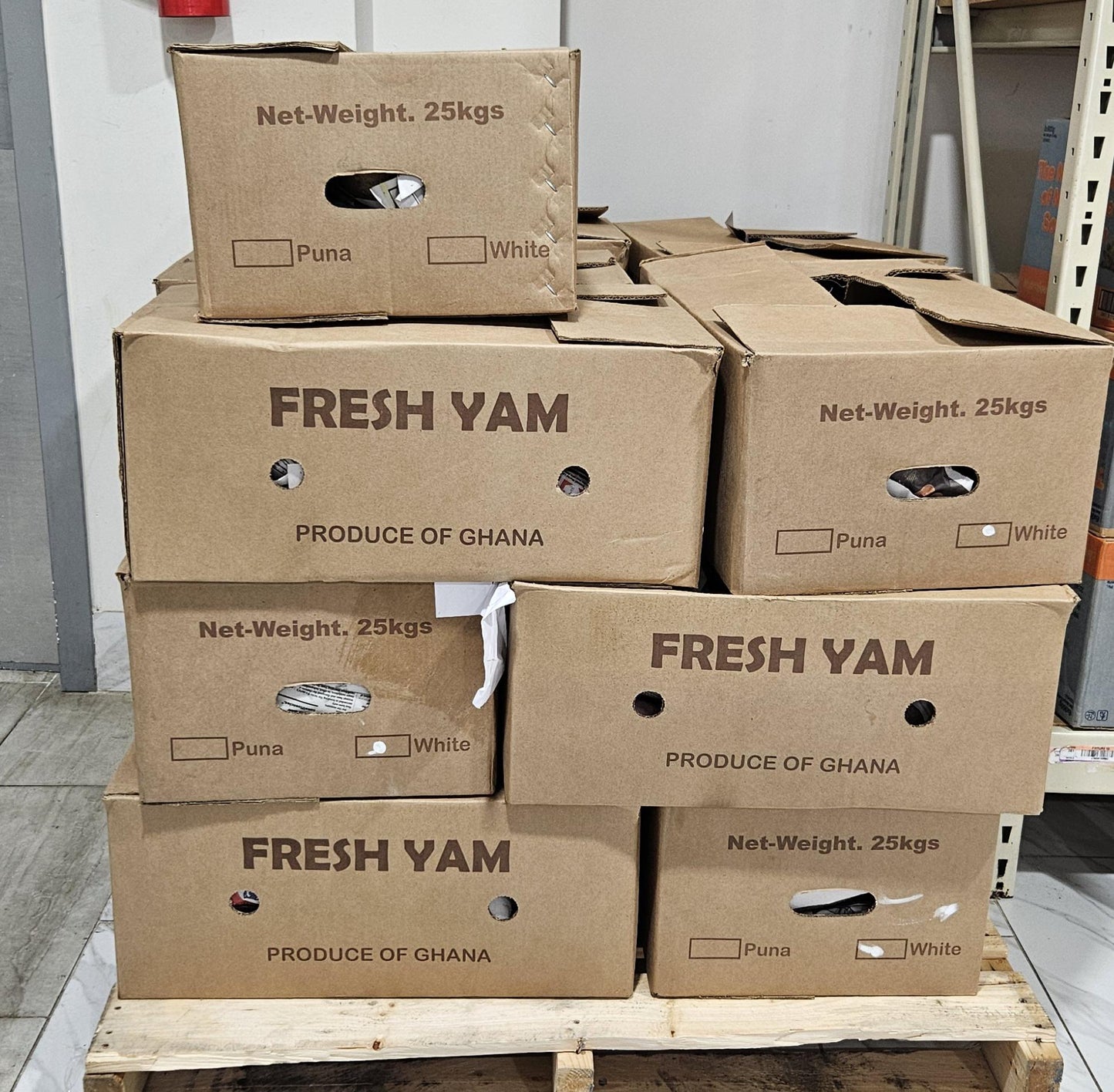 Box of Ghana yam